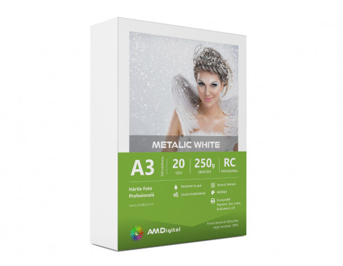 Hartie RC - Metalic White 250g - A3 -...